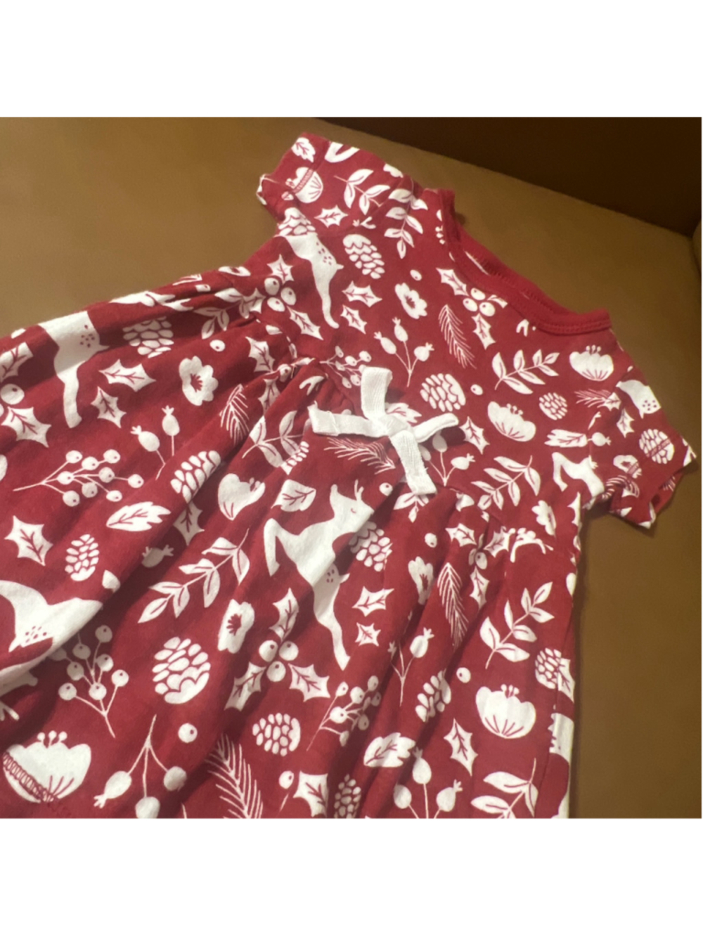Baby Touched by Nature Red White Deer Print Casual Dress 3-6 Months - Picture 2 of 4